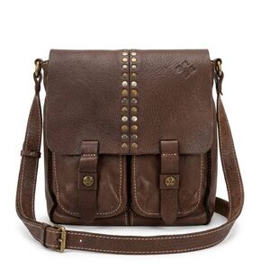 Patricia Nash Armeno Vintage Washed Leather Messenger Crossbody